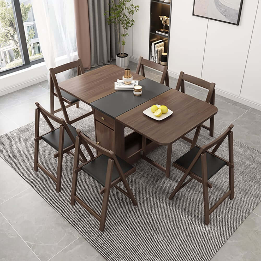 Modern Walnut Veneer Dining Set With Pedestal Base Main Product Image