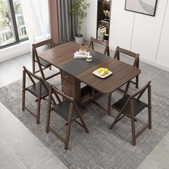 Modern Walnut Veneer Dining Set With Pedestal Base Main Product Image