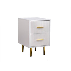 Modern White 2-Drawer Engineered Wood Nightstand