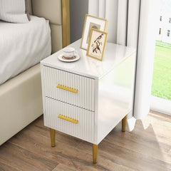 Modern White 2-Drawer Engineered Wood Nightstand