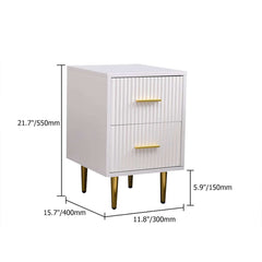 Modern White 2-Drawer Engineered Wood Nightstand Dimensions