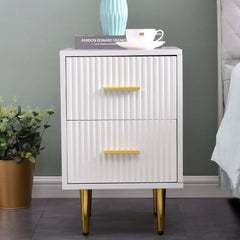 Modern White 2-Drawer Engineered Wood Nightstand Main Product Image