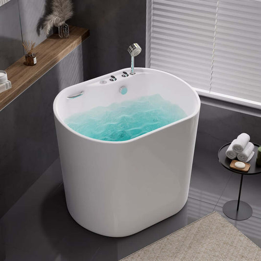 Modern White Acrylic Freestanding Single Slipper Jacuzzi Bathtub
