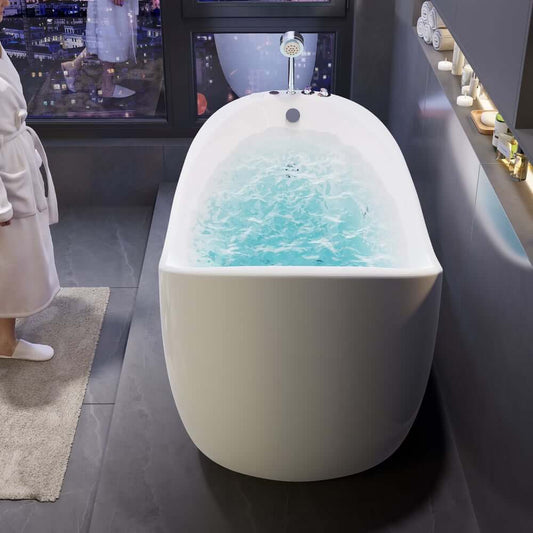 Modern White Acrylic Freestanding Single Slipper Massage Bathtub