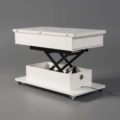 Modern White Adjustable Coffee Table With Drawers And Wheels