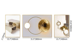 Modern White and Gold Geometric Wall Art Set with Aluminium Frame Dimensions