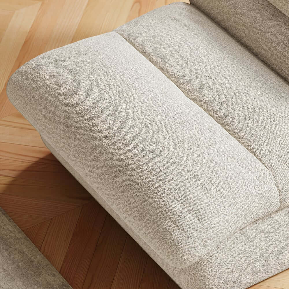 Modern White Armless Chenille Lounge Chair With Cushion Back