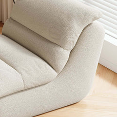 Modern White Armless Chenille Lounge Chair With Cushion Back
