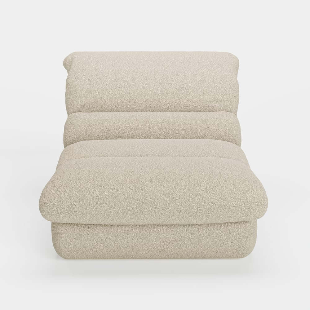 Modern White Armless Chenille Lounge Chair With Cushion Back