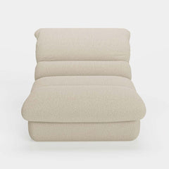 Modern White Armless Chenille Lounge Chair With Cushion Back