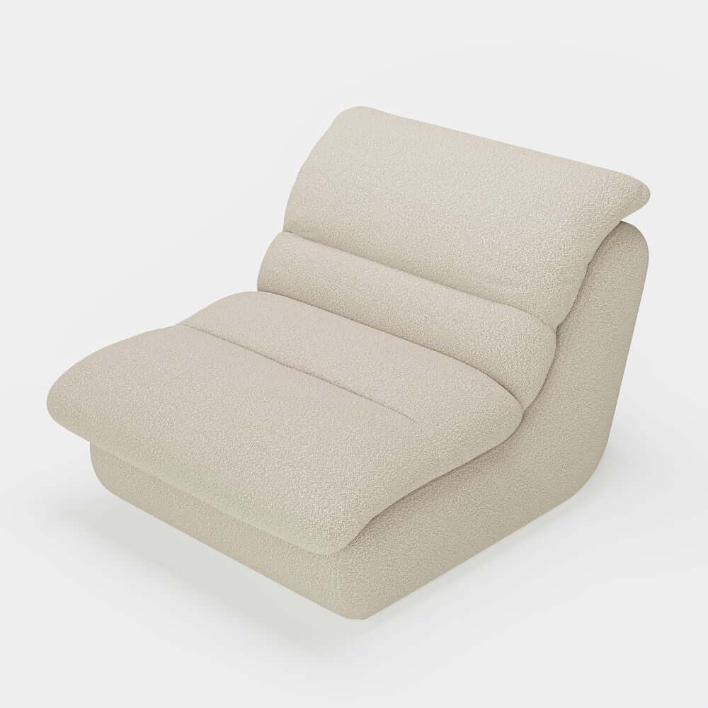 Modern White Armless Chenille Lounge Chair With Cushion Back