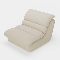 Modern White Armless Chenille Lounge Chair With Cushion Back
