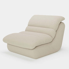 Modern White Armless Chenille Lounge Chair With Cushion Back