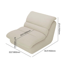 Modern White Armless Chenille Lounge Chair With Cushion Back Dimensions