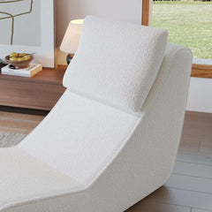 Modern White Boucle Lounge Chair & Ottoman Set