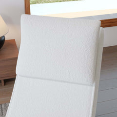 Modern White Boucle Lounge Chair & Ottoman Set