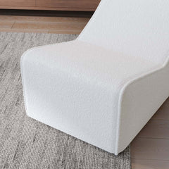 Modern White Boucle Lounge Chair & Ottoman Set