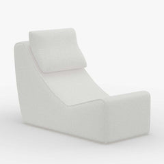 Modern White Boucle Lounge Chair & Ottoman Set