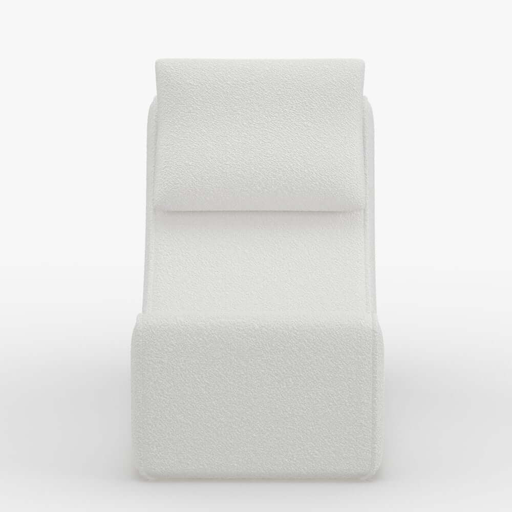 Modern White Boucle Lounge Chair & Ottoman Set
