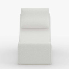 Modern White Boucle Lounge Chair & Ottoman Set