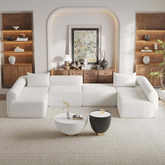 Modern White Boucle U-Shaped Modular Sectional Sofa