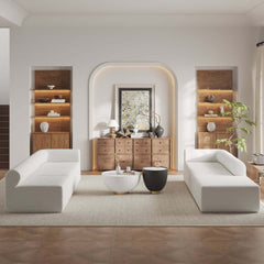 Modern White Boucle U-Shaped Modular Sectional Sofa