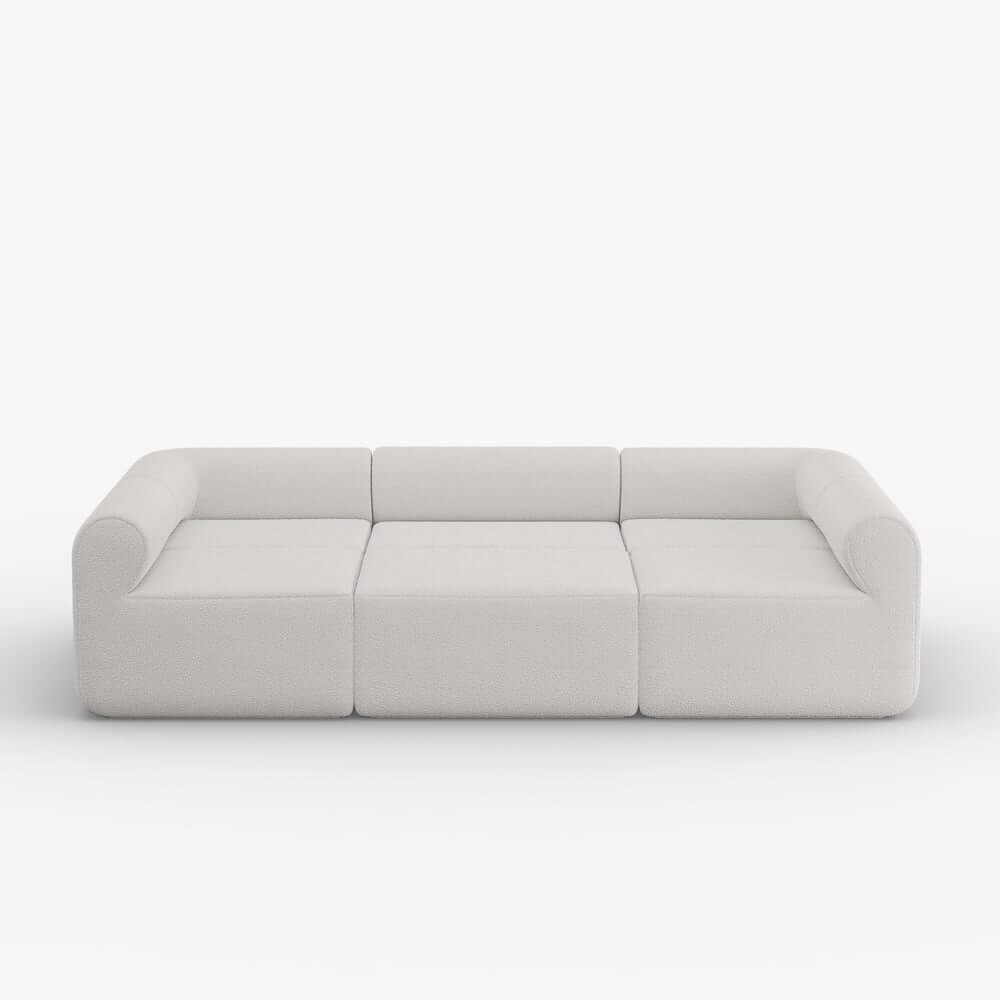 Modern White Boucle U-Shaped Modular Sectional Sofa