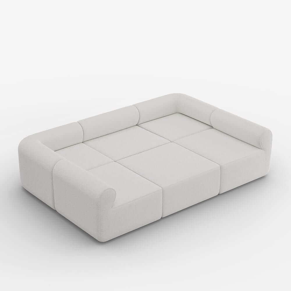 Modern White Boucle U-Shaped Modular Sectional Sofa