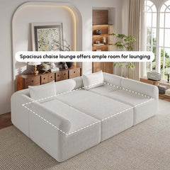 Modern White Boucle U-Shaped Modular Sectional Sofa