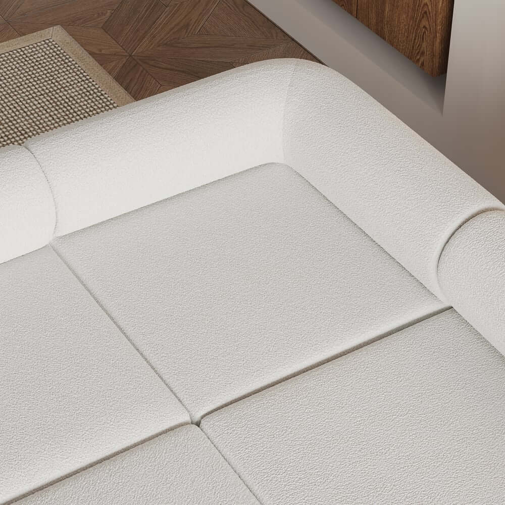 Modern White Boucle U-Shaped Modular Sectional Sofa