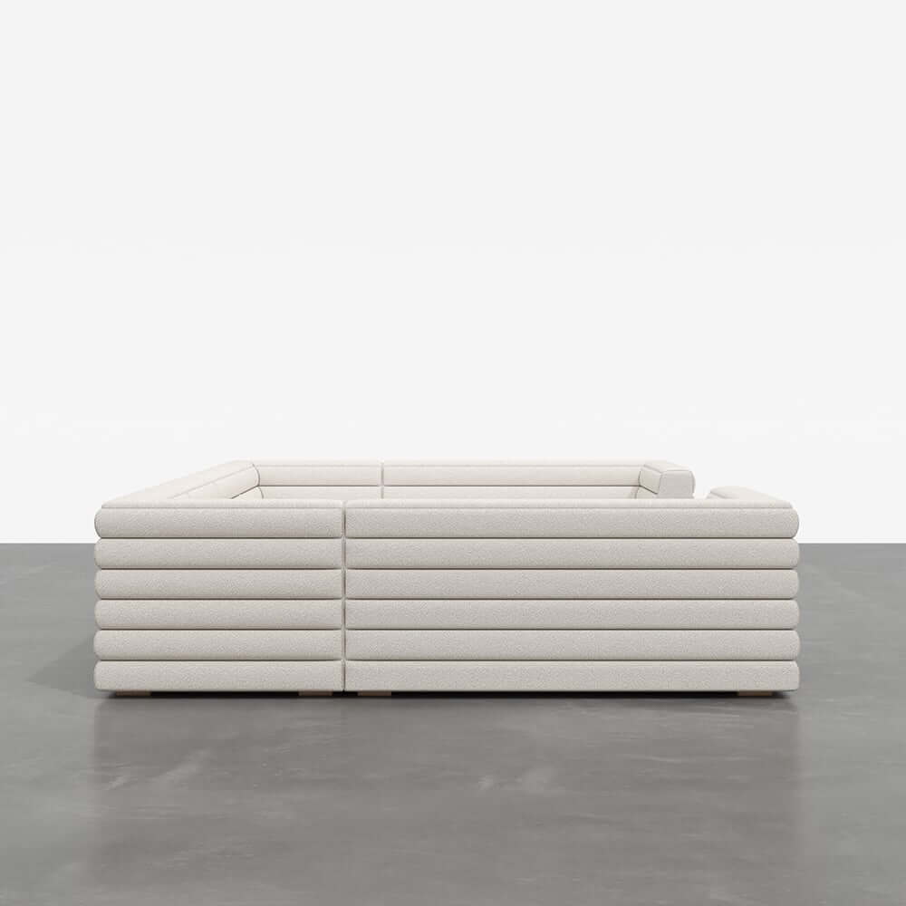 Modern White Boucle U-Shaped Modular Sectional Sofa Set