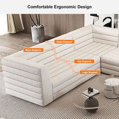 Modern White Boucle U-Shaped Modular Sectional Sofa Set