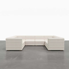 Modern White Boucle U-Shaped Modular Sectional Sofa Set