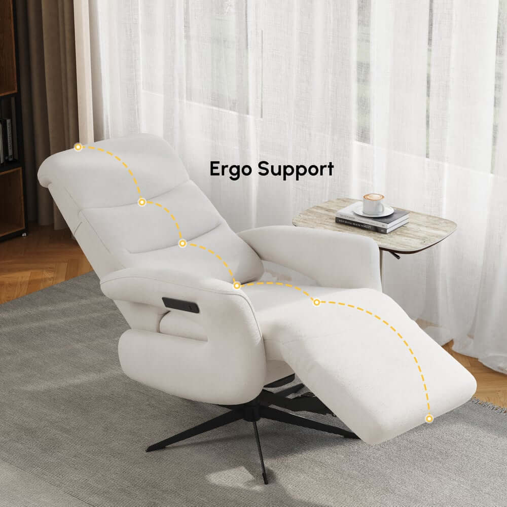 Modern White Chenille Velvet Convertible Chair With Arms