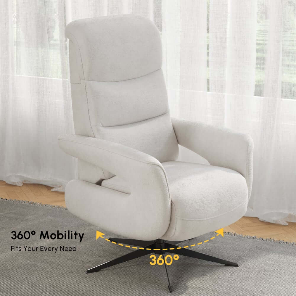 Modern White Chenille Velvet Convertible Chair With Arms