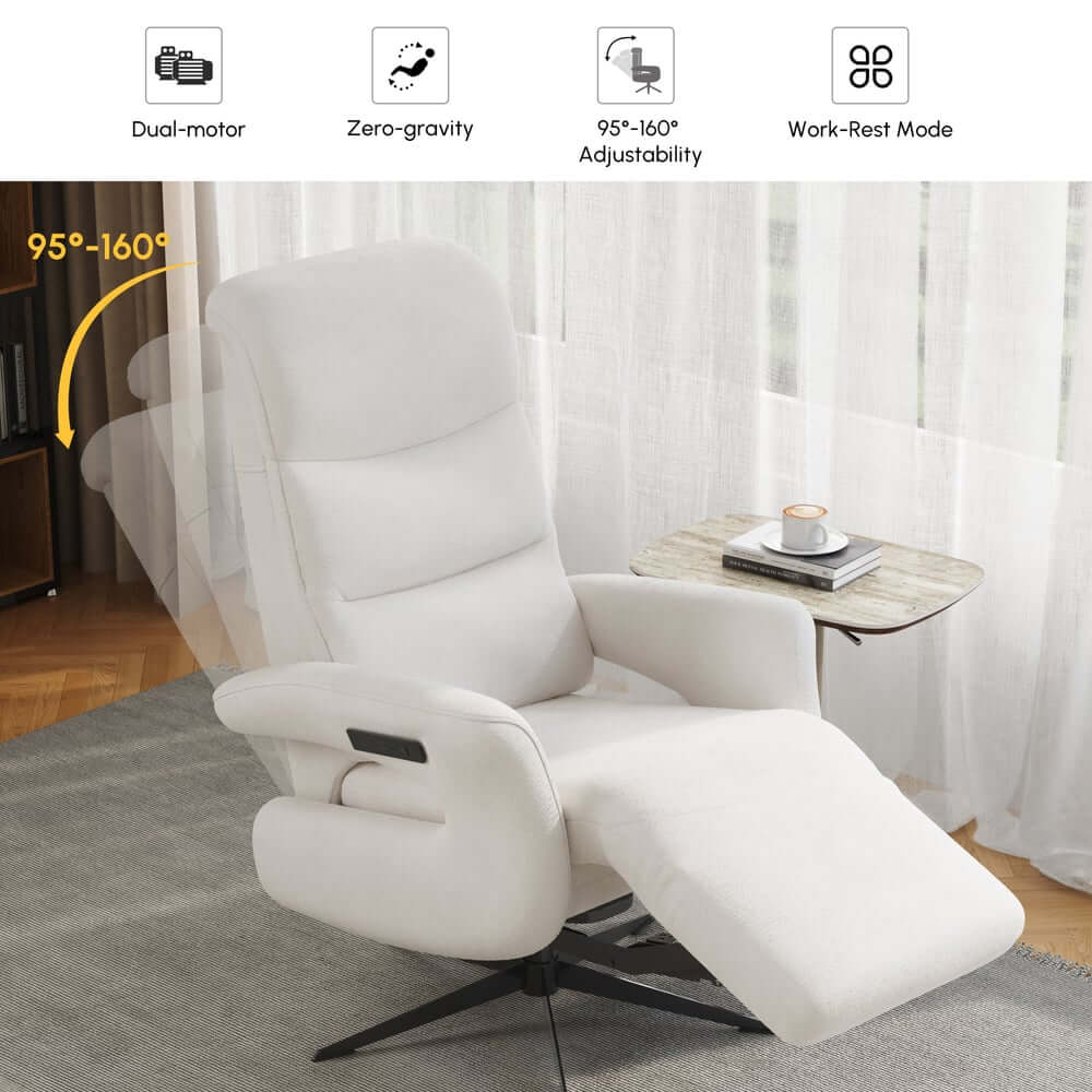 Modern White Chenille Velvet Convertible Chair With Arms