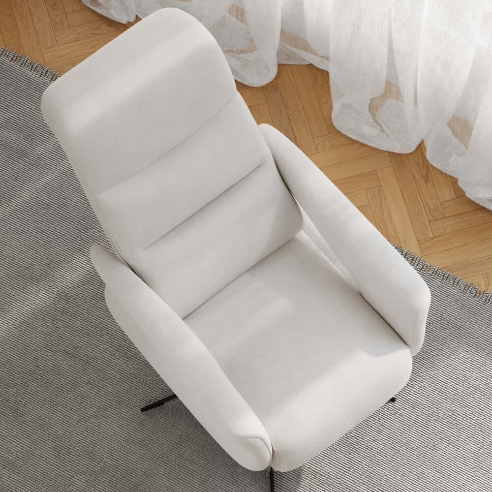 Modern White Chenille Velvet Convertible Chair With Arms