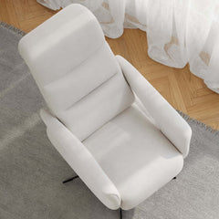Modern White Chenille Velvet Convertible Chair With Arms