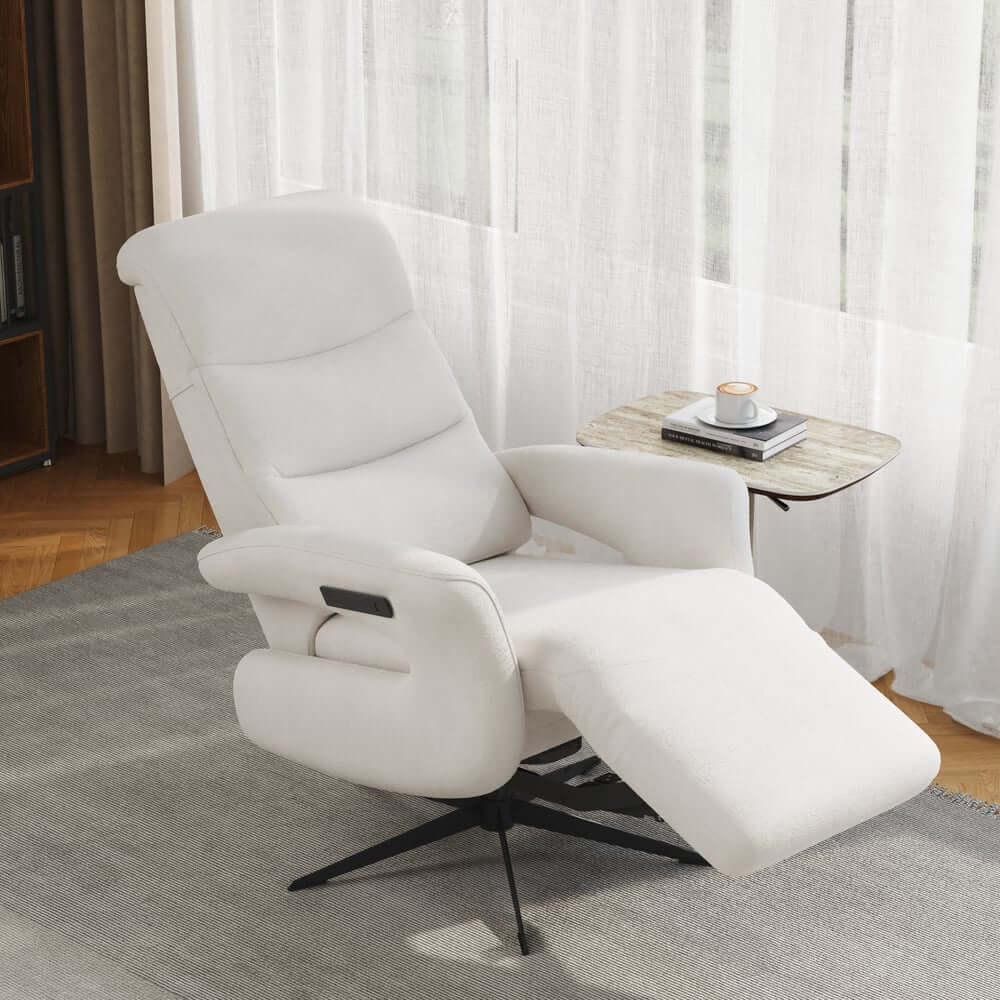 Modern White Chenille Velvet Convertible Chair With Arms Main Product Image