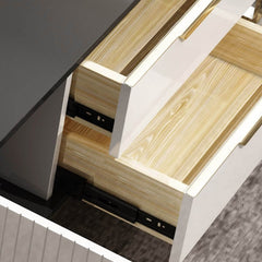 Modern White Coffee Table With Gold Sled Base And Storage