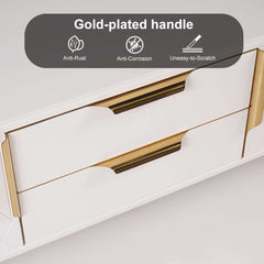 Modern White Coffee Table With Gold Sled Base And Storage