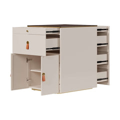 Modern White Dresser with 12 Drawers and Tempered Glass Top