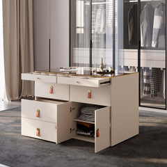 Modern White Dresser with 12 Drawers and Tempered Glass Top