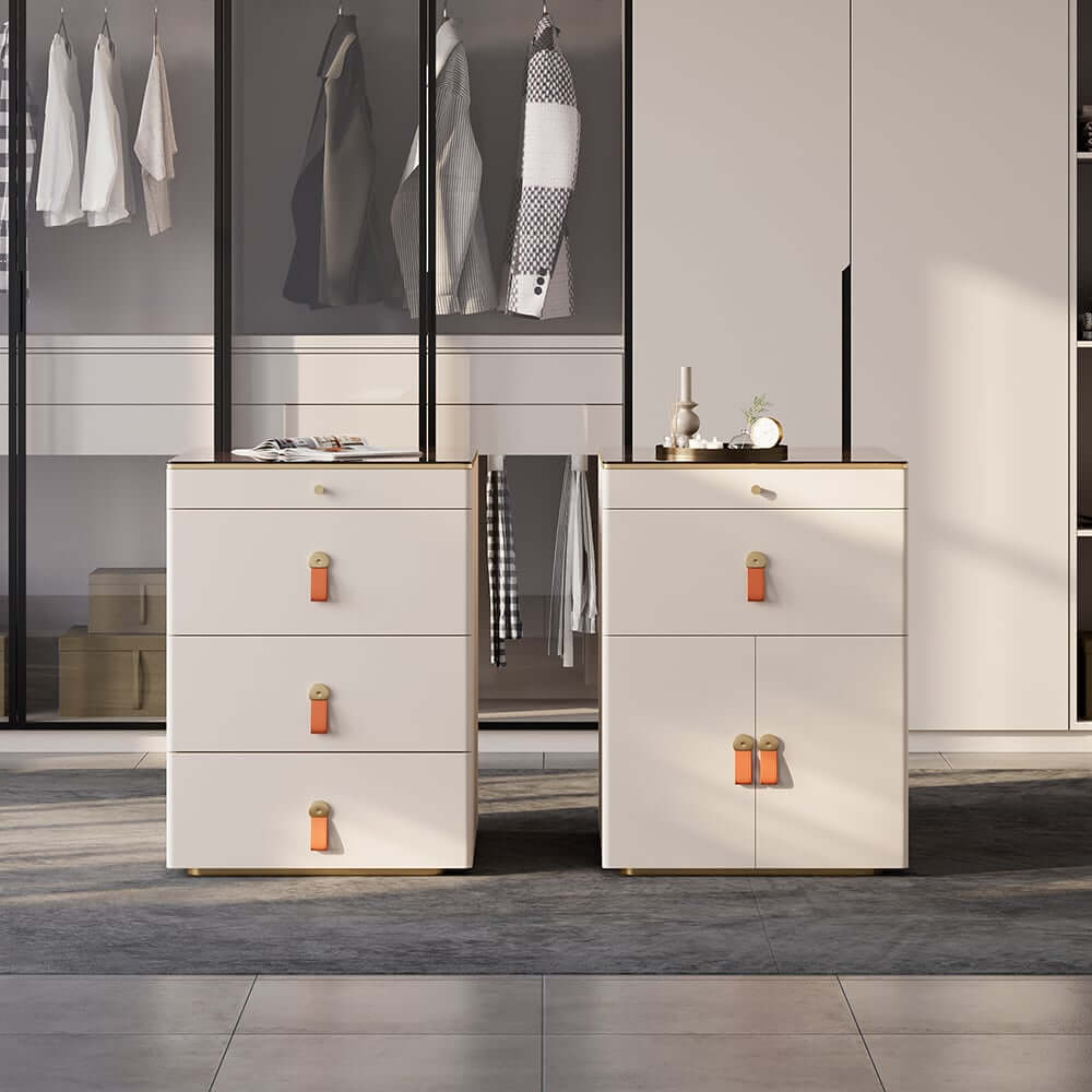 Modern White Dresser with 12 Drawers and Tempered Glass Top