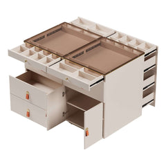 Modern White Dresser with 12 Drawers and Tempered Glass Top