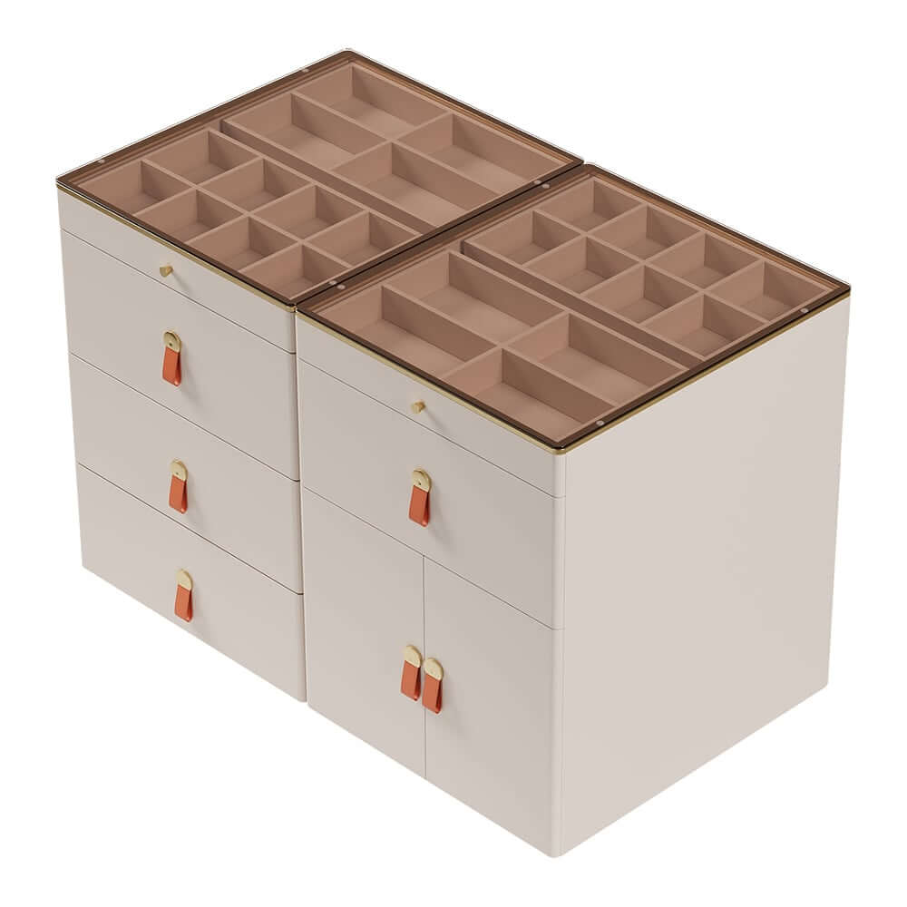 Modern White Dresser with 12 Drawers and Tempered Glass Top