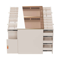 Modern White Dresser with 12 Drawers and Tempered Glass Top