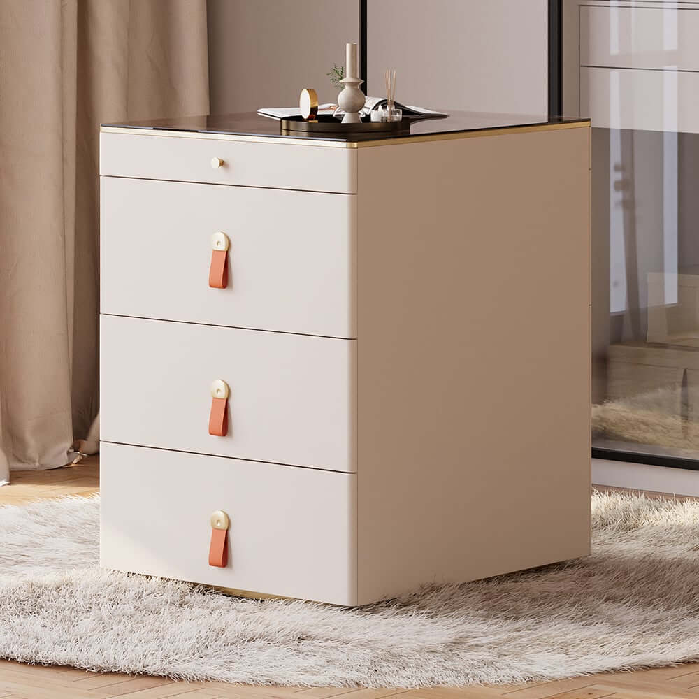 Modern White Dresser with 12 Drawers and Tempered Glass Top