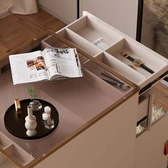 Modern White Dresser with 12 Drawers and Tempered Glass Top