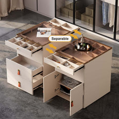 Modern White Dresser with 12 Drawers and Tempered Glass Top